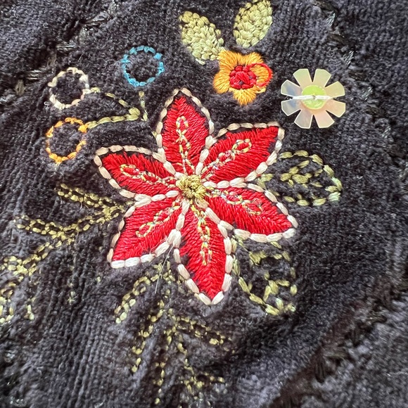 ALFRED DUNNER Black Velvet‎ Jacket Embroidered Cotton Blend  14 zip up vintagee - Picture 13 of 13